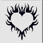 Tribal Fire Heart Stencil