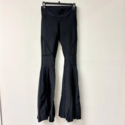 Fernanda Farah Pull On Crochet Trim High Waisted Flare Pants Black Women's P / S - Image 1 of 3