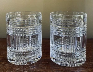Set of 2 Ralph Lauren Glen Plaid Double Old Fashioned Glasses Crystal - 4-1/8” - Picture 1 of 3