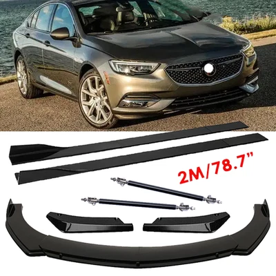 Front Bumper Lip Splitter 78.7" Side Skirt Strut Rods Body For Buick Regal Foto 1 de 4