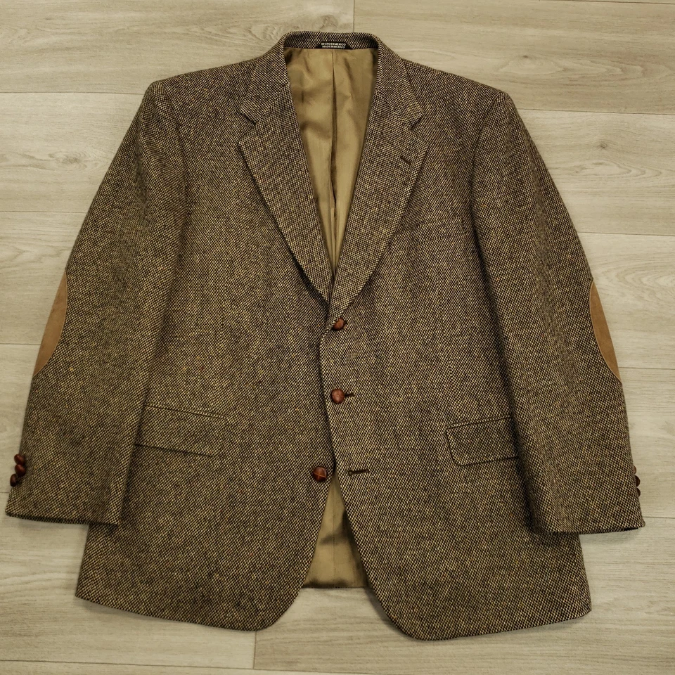 Stafford Vtg Tweed Blazer мужской 44R шерсть и лмабс шерсть 3 Btn локоть нашивка без вентиляции - Изображение 1 из 4