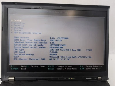 PARTS OR REPAIR Lenovo ThinkPad T61 15" Laptop Intel Core 2 Duo BROKEN READ - Image 1 of 4