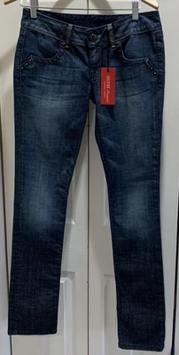 Pantalones de mezclilla Guess Premium elásticos embellecidos azules para mujer talla 28 nuevos con etiquetas Foto 1 de 4