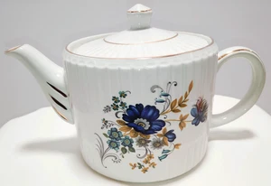 Ellgreave Wood & Sons Ironstone Teapot Blue Flowers - Picture 1 of 11