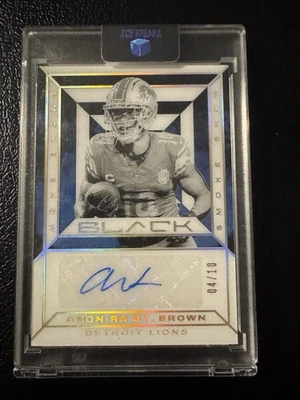 2025 Panini Black Amon-Ra St. Brown Smoke Show Auto 4/10 Number Match Lions - Image 1 of 3