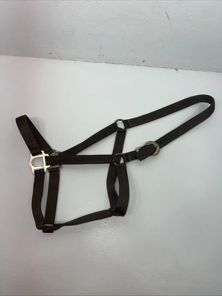 New Brown Nylon Full Horse Halter Gold Buckles NN-600 - Image 1 of 4