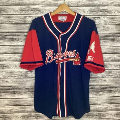 Vintage Atlanta Braves Jersey Mens XL Multicolor STARTER Embroidered MLB 90s - Image 1 of 4