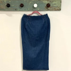 Vintage 90s Hunt Club Women’s Blue Denim Full Straight Pencil Skirt Size M - Bild 1 von 8