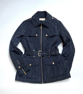 MICHAEL KORS Azul Marino Damas Acolchado Puffer Acolchado Abrigo Chaqueta Cremallera Talla M Foto 1 de 4