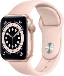 Apple Watch Series 6 40mm złoty aluminiowy różowy pasek sportowy GPS + komórka doskonały - Zdjęcie 1 z 7