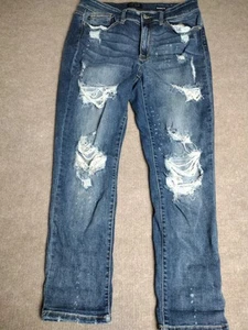 Judy Blue Boyfriend Fit Jeans Womens 14W Distressed High Rise Blue Stretch  - Picture 1 of 15