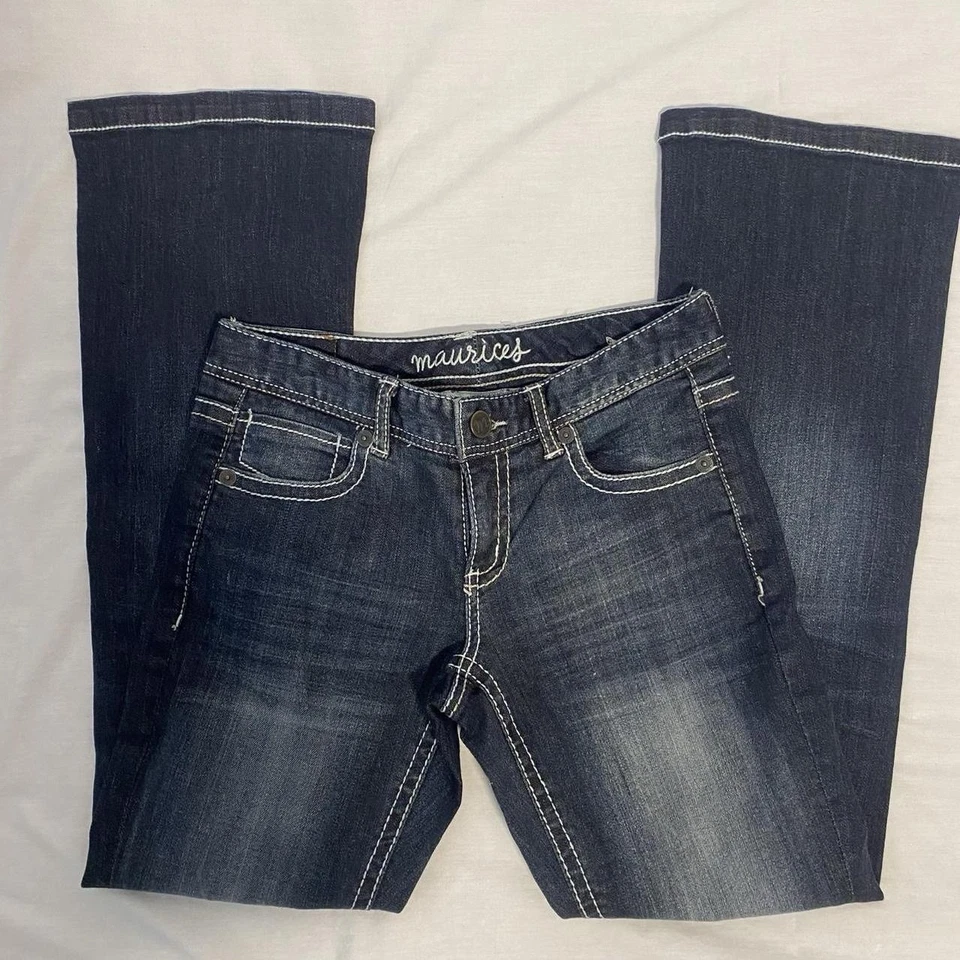 Jeans Maurices tiro bajo Bootcut Y2K Preppy lavado oscuro talla 6 Foto 1 de 1