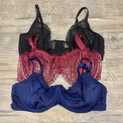 Victoria Secret Paquete 3 Sujetadores Push Up Balconette Sin Forro Demi Encaje Con Aros 36D Foto 1 de 4