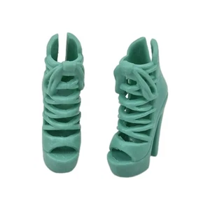 Barbie Puppe Schuhe Pumps Style mintgrün Peep Open Toe Spitze Knöchelriemen hoch - Bild 1 von 3