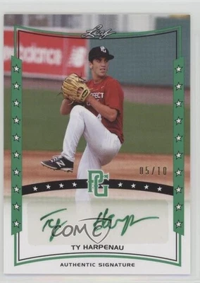 2014 Leaf Perfect Game Showcase Auto Green /10 Ty Harpenau #A-TH1 Auto - Image 1 of 2