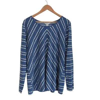 Camiseta Top Christopher Banks Azul Chevron Rayas Manga Larga XL Elastizada Informal Foto 1 de 4