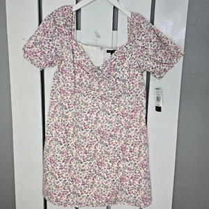 City Triangles Pink White Ditzy Floral Puff Sleeve Babydoll Dress XXL Cottage - Picture 1 of 10