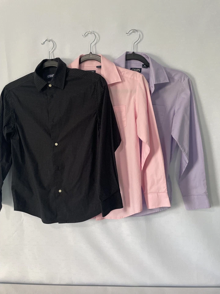  Chaps Lote De 3 Camisas De Vestir Niños 10/12 Abotonadas Manga Larga Color Plano Foto 1 de 4