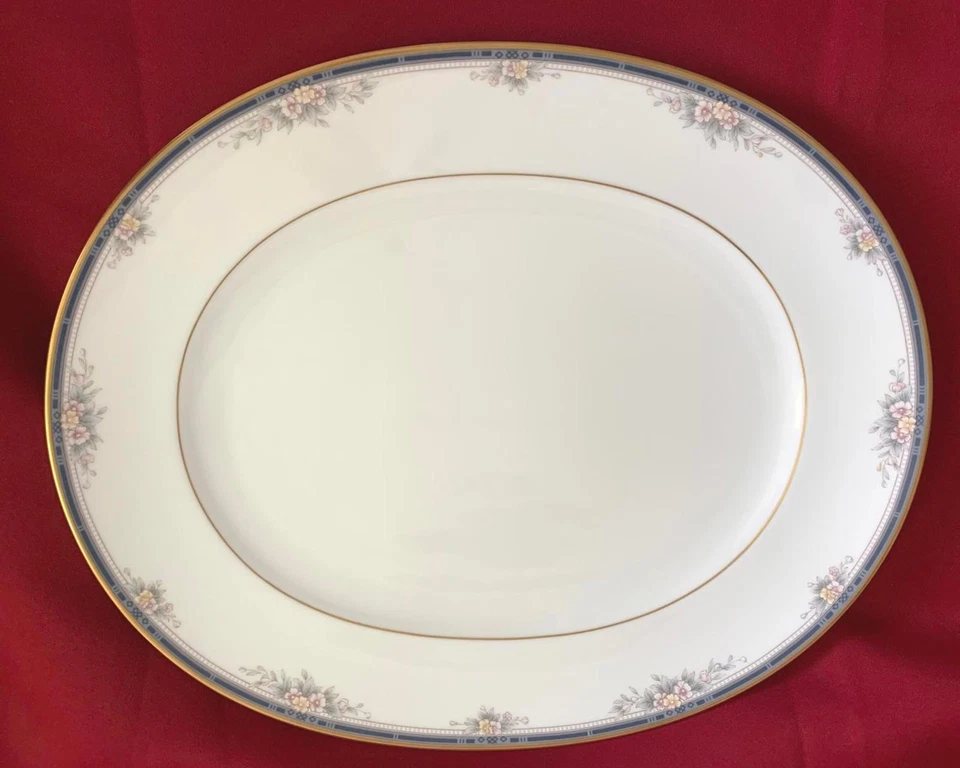 "Plato para servir ovalado Noritake Ontario 13,75"" vintage floral adorno dorado China" Foto 1 de 4