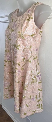 Little Attitudes Pageant Beaded Sequin A-Line Dress Floral Teen Big Girls Sz 14 - Image 1 of 4