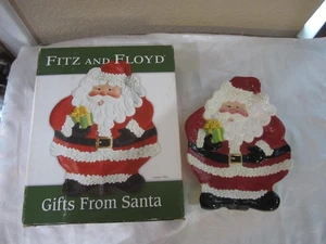 Fitz and Floyd Canape Plate Gifts From Santa 2005 Jolly Santa Claus with Present - Picture 1 of 12