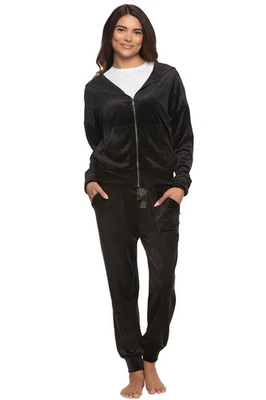 Conjunto de jogger con capucha de terciopelo de 2 piezas Felina para dama Foto 1 de 4