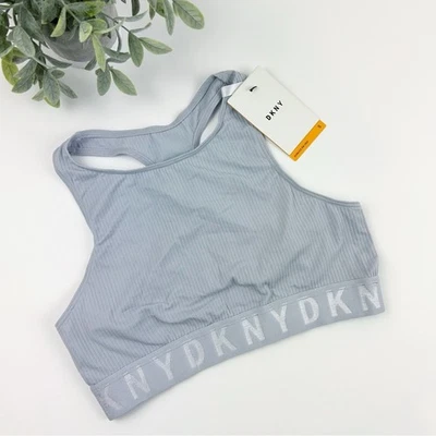 DKNY Litewear Seamless Ribbed High-Neck Bralette DK4023 Gray Size Small - Image 1 of 3