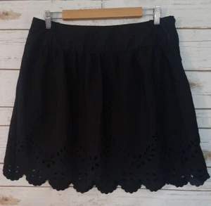 Style that Works By Vanity Black Skirt, Eyelit Bottom Women's Size L - Picture 1 of 8