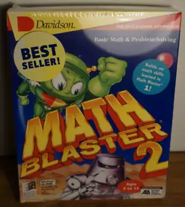 Vintage Math Blaster 2 by Davidson CD-ROM w/Big Box Win 95 & 3.1 SEALED NEW - Picture 1 of 8
