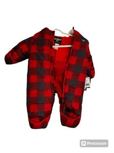Oshkosh Pram Snow Suit Size 6M W/Flip Booties New With Tags Buffalo Plaid - Picture 1 of 5