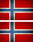 2x Autocollant sticker drapeau vintage vieilli N norvege
