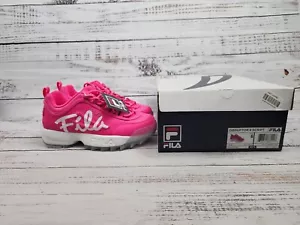 Fila Disruptor II Script Pglo/wht/wht Größe 6 Kinder Brandneu Pink/Weiß - Bild 1 von 11