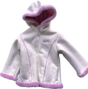 OshKosh Jacket Coat Girls 4T Faux Suede & Fur Lining Hooded Zipped Zip Logo NWT - Picture 1 of 7
