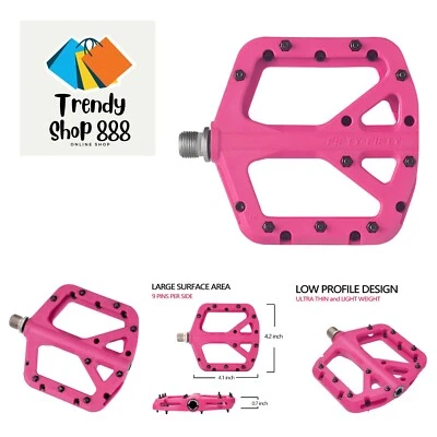 Non-Slip MTB Nylon Composite, 9/16" Bicycle Pedals, Lightweight and Wide Flat... - Image 1 of 4