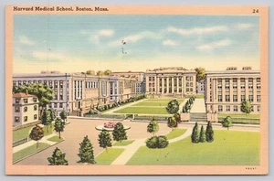 Harvard Medical School Boston Massachusetts Linen Postcard c1950 - Picture 1 of 2