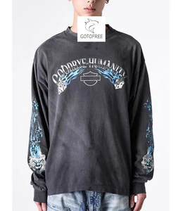 GOTOFREE VINTAGE GOODBYE HUMANITY TOP SAINT T-SHIRT LANG SCHWARZ RUNDHALSAUSSCHNITT TOP TEE - Bild 1 von 6