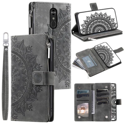 For LG Stylo 4 Case Datura Leather Zipper Card Slots Flip Wallet Pocket Cover - Image 1 of 4
