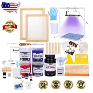 DIY Screen Printing Kit: 46-Piece Set with Color Inks, Frames & Exposure Lamp - Picture 1 of 9
