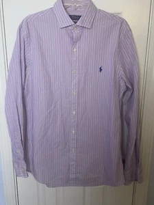 Camisa Polo Ralph Lauren con botones para hombre manga larga verde poni a rayas púrpura - Imagen 1 de 6