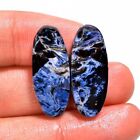 22.80Cts. Natural Matched Pair Blue Pietersite Oval Cabochon Loose Gemstone