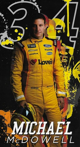 2019 MICHAEL MCDOWELL "LOVES TRAVEL WITH CHROME #34 NASCAR MONSTER POSTCARD Cover