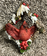 Cardinal Wreath Resin Christmas Ornament Large 6”