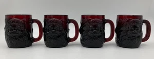 4 Vintage ARCOROC France Christmas Santa Ruby Red Coffee Cups Hot Cocoa Mugs - Picture 1 of 8