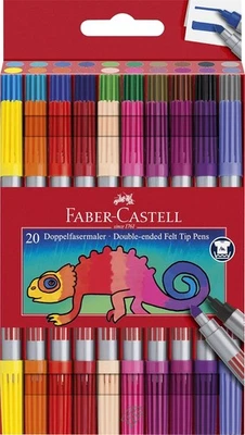 FABERCASTELL FABER-CASTELL 151119 - Filzstifte Set 20-teilig, Doppelfasermaler für Kinder