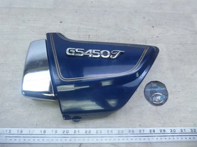 1981 Suzuki GS450T S20955) blue left side cover panel with emblem  - Image 1 of 4