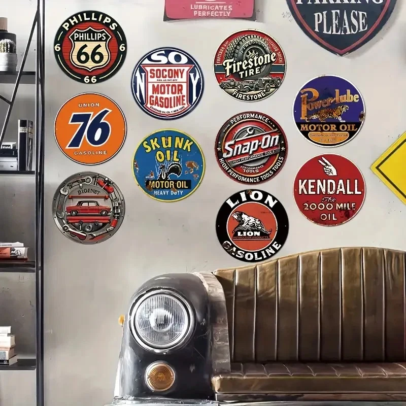Lote de 10 letreros metálicos estilo gasolina motor aceite vintage para bomba de gas Foto 1 de 4
