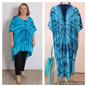 Plus Size Kaftan Top/ Dress - Sky Blue Tie Dye Size 14 - 30 - Picture 1 of 1
