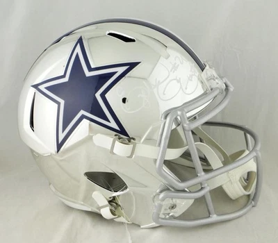 Casco cromado autografiado por Ezekiel Elliott Dallas Cowboys F/S - Beckett auténtico Foto 1 de 2