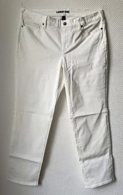 Damen Jeans, LANDS’ END, weiß gerade  Slim Straight in Plus-Größe, Gr. 50 - Bild 1 von 4