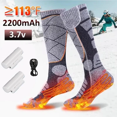 Electric Heated Socks Rechargeable Battery Men Women Winter Foot Warmer - Image 1 of 4